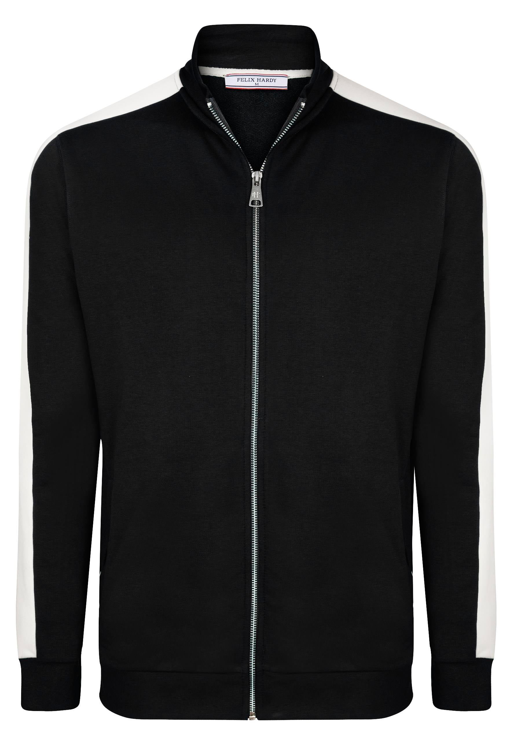 Yüksek Yaka Tam Fermuarlı Sweatshirt - Siyah