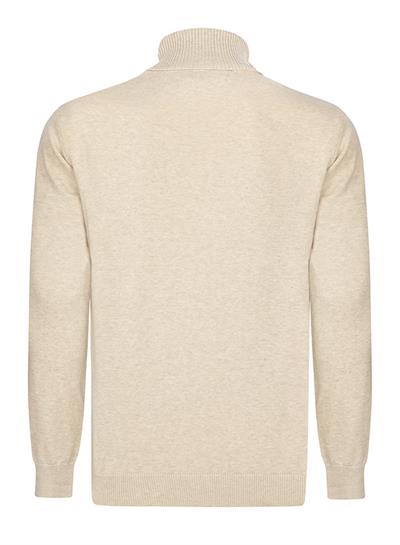 2li Balıkçı Yaka Kazak - Bej-Yeşil