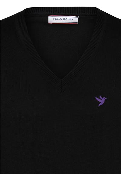 2li V Yaka Triko Kazak - Ekru-Siyah