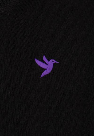 2li V Yaka Triko Kazak - Ekru-Siyah