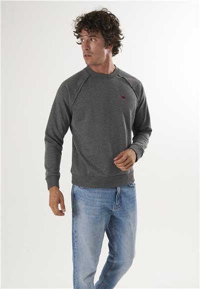 Bisiklet Yaka Basic Sweatshirt - Antrasit