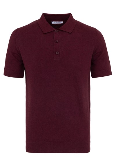 Erkek 2li Polo Yaka Triko Tişört-Bej-Bordo