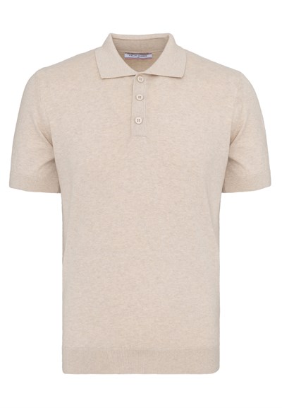 Erkek 2li Polo Yaka Triko Tişört-Bej-Kahverengi