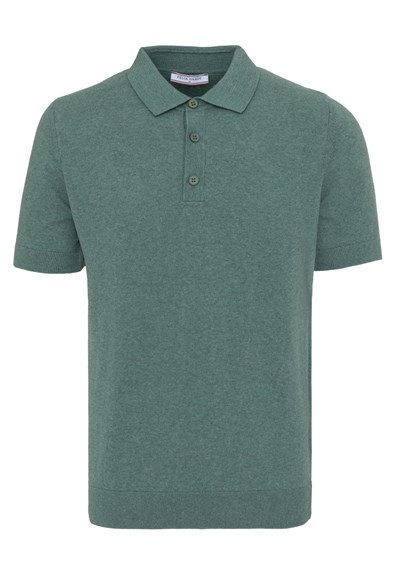 Erkek 2li Polo Yaka Triko Tişört-Bej-Yeşil