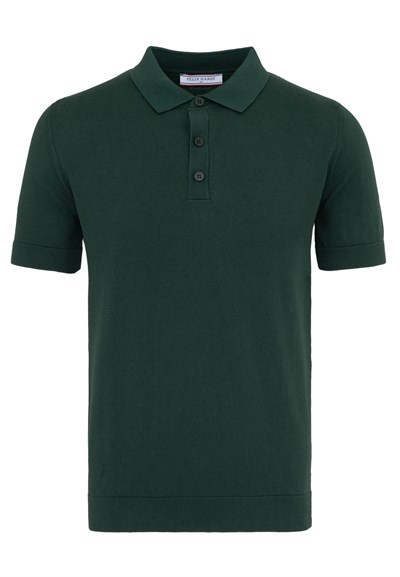 Erkek 2li Polo Yaka Triko Tişört-Koyu Yeşil-Mavi