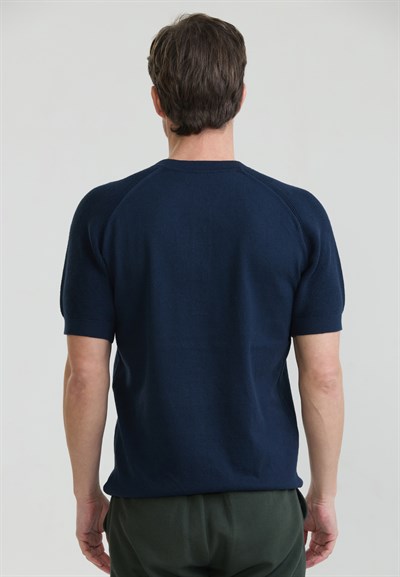 Erkek Basic Bisiklet Yaka Düğme Kapama Detaylı Triko T-Shirt