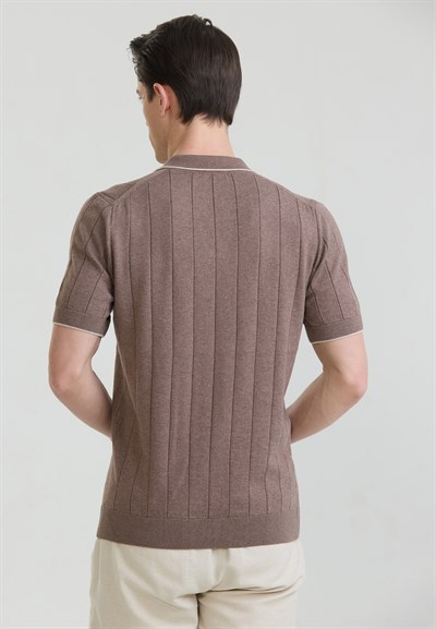 Erkek Basic Düğmesiz Triko Polo T-Shirt