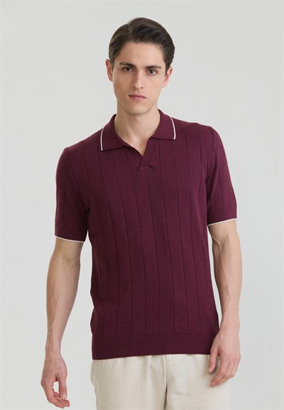 Erkek Basic Düğmesiz Triko Polo T-Shirt