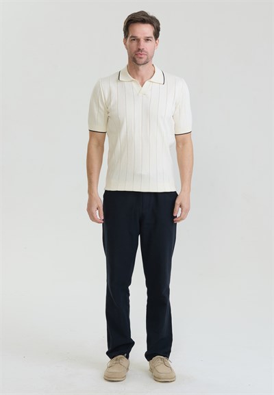 Erkek Basic Düğmesiz Triko Polo T-Shirt
