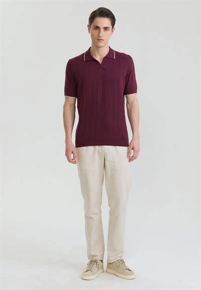 Erkek Basic Düğmesiz Triko Polo T-Shirt