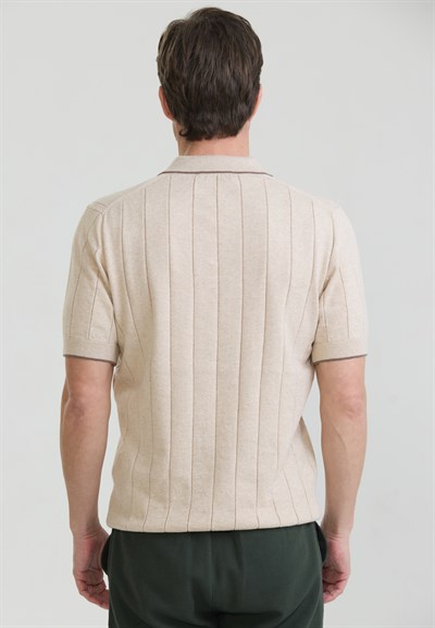 Erkek Basic Düğmesiz Triko Polo T-Shirt