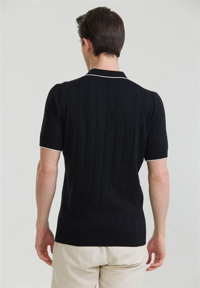 Erkek Basic Düğmesiz Triko Polo T-Shirt