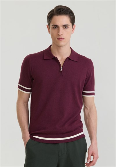 Erkek Fermuar Kapama Detaylı Triko Polo T-Shirt