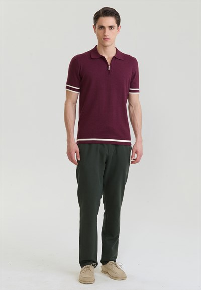 Erkek Fermuar Kapama Detaylı Triko Polo T-Shirt