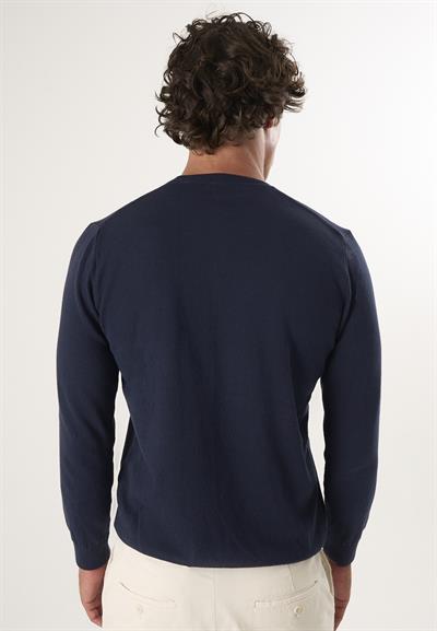 Erkek Klasik Bisiklet Yaka Triko Kazak - Lacivert