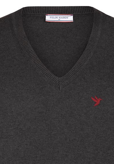 Erkek Klasik V Yaka Triko Kazak - Antrasit