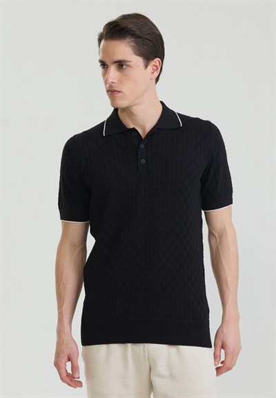 Erkek Nefes Alabilir Delikli Triko Polo T-Shirt