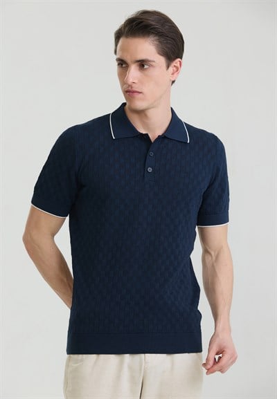 Erkek Nefes Alabilir Delikli Triko Polo T-Shirt