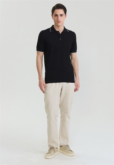 Erkek Nefes Alabilir Delikli Triko Polo T-Shirt