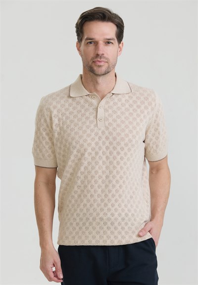 Erkek Nefes Alabilir Delikli Triko Polo T-Shirt