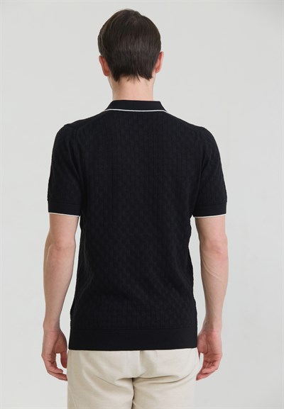 Erkek Nefes Alabilir Delikli Triko Polo T-Shirt