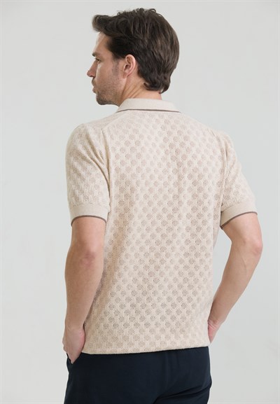 Erkek Nefes Alabilir Delikli Triko Polo T-Shirt