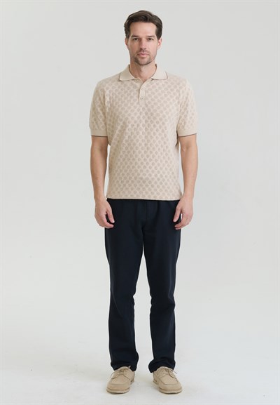 Erkek Nefes Alabilir Delikli Triko Polo T-Shirt