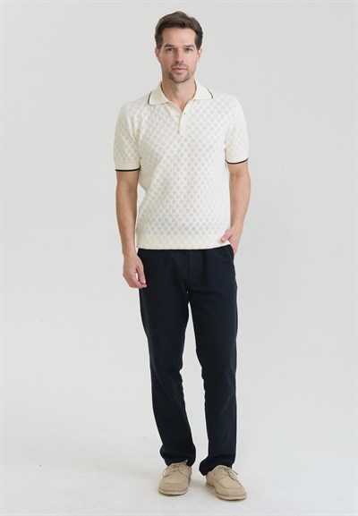 Erkek Nefes Alabilir Delikli Triko Polo T-Shirt