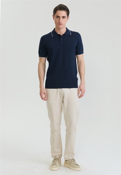 Erkek Nefes Alabilir Delikli Triko Polo T-Shirt