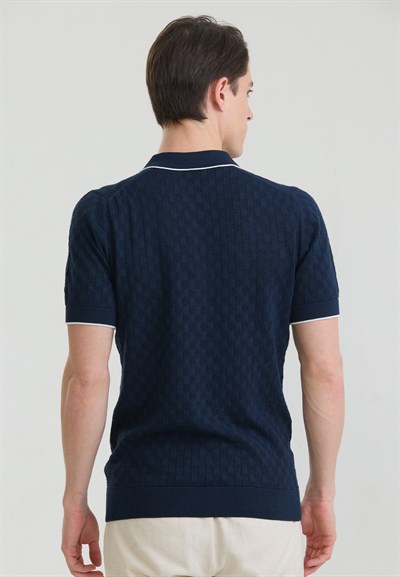 Erkek Nefes Alabilir Delikli Triko Polo T-Shirt