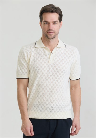 Erkek Nefes Alabilir Delikli Triko Polo T-Shirt