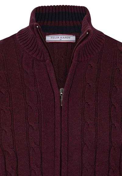 Erkek Örgü Desenli Triko Hırka - Bordo