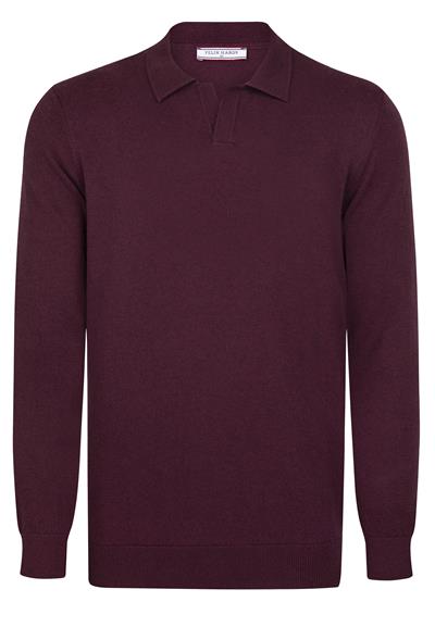 Erkek Polo Yaka Basic Kazak - Bordo