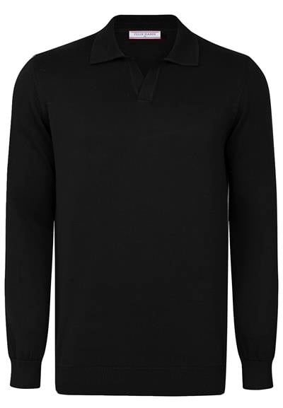 Erkek Polo Yaka Basic Kazak - Siyah
