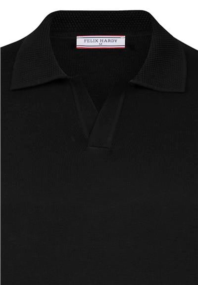 Erkek Polo Yaka Basic Kazak - Siyah