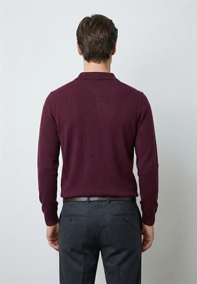 Erkek Polo Yaka Basic Kazak - Bordo