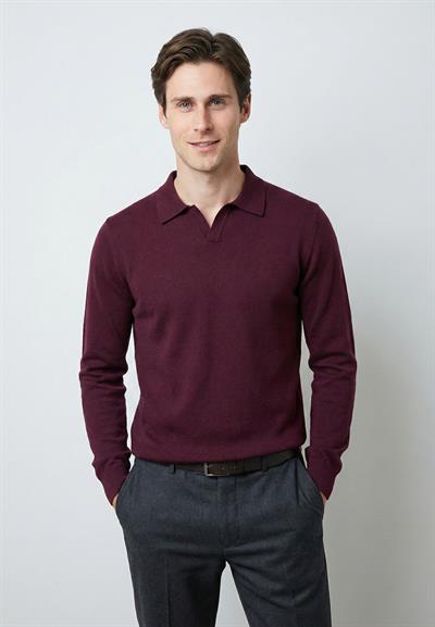 Erkek Polo Yaka Basic Kazak - Bordo