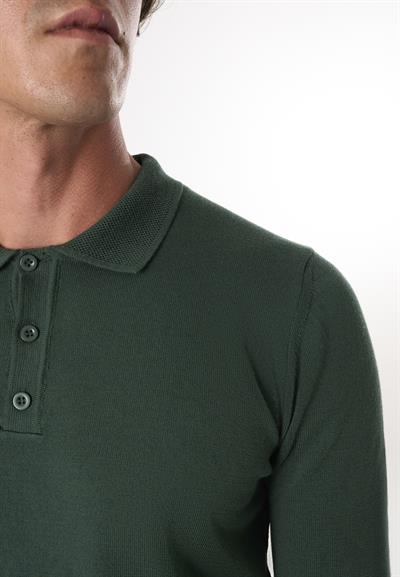 Erkek Polo Yaka Basic Kazak - Koyu Yeşil