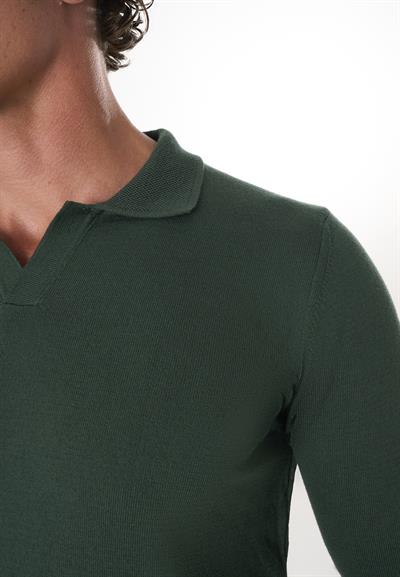 Erkek Polo Yaka Basic Kazak - Koyu Yeşil