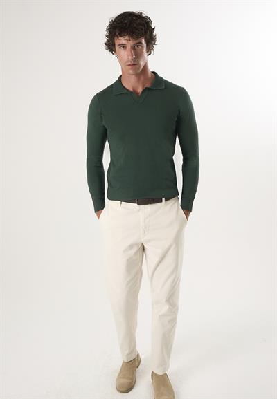 Erkek Polo Yaka Basic Kazak - Koyu Yeşil
