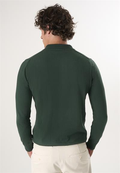 Erkek Polo Yaka Basic Kazak - Koyu Yeşil