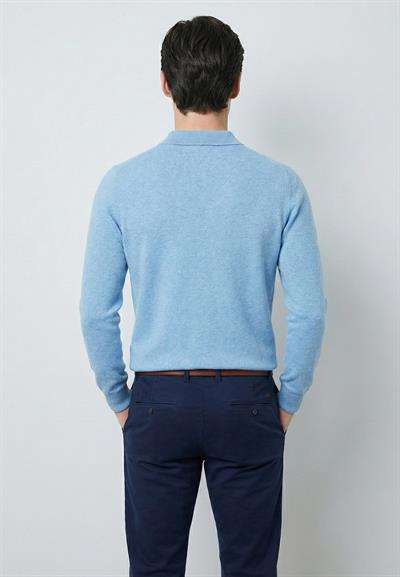 Erkek Polo Yaka Basic Kazak - Mavi