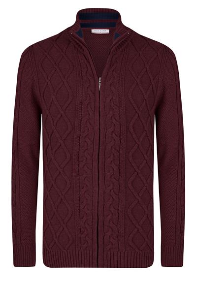 Erkek Tam Fermuarlı Hırka - Bordo