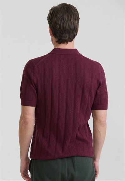 Erkek V Yaka Triko Polo - Bordo