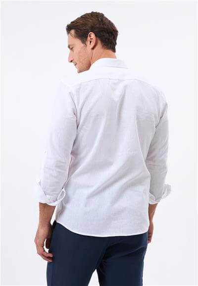 Felix Hardy Erkek Uzun Kol Keten Gömlek - Beyaz
