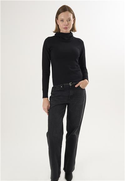 Felix Hardy Kadın Balıkçı Yaka Triko Kazak - Siyah