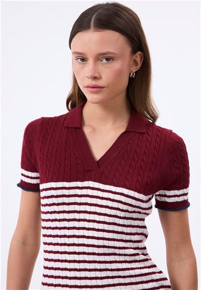 Felix Hardy Kadın Kısa Kollu Polo T-Shirt - Bordo