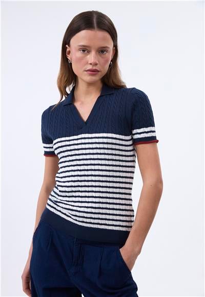 Felix Hardy Kadın Kısa Kollu Polo T-Shirt - Lacivert
