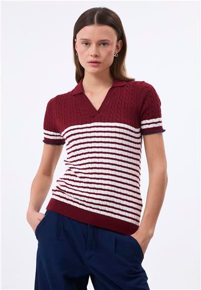 Felix Hardy Kadın Kısa Kollu Polo T-Shirt - Bordo