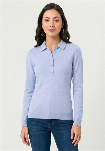 Felix Hardy Kadın Polo Yaka Düğmeli Trkio Kazak - Mavi